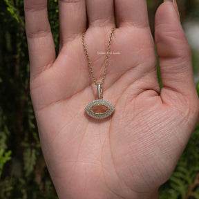 In front view of moissanite Pear cut pendant
