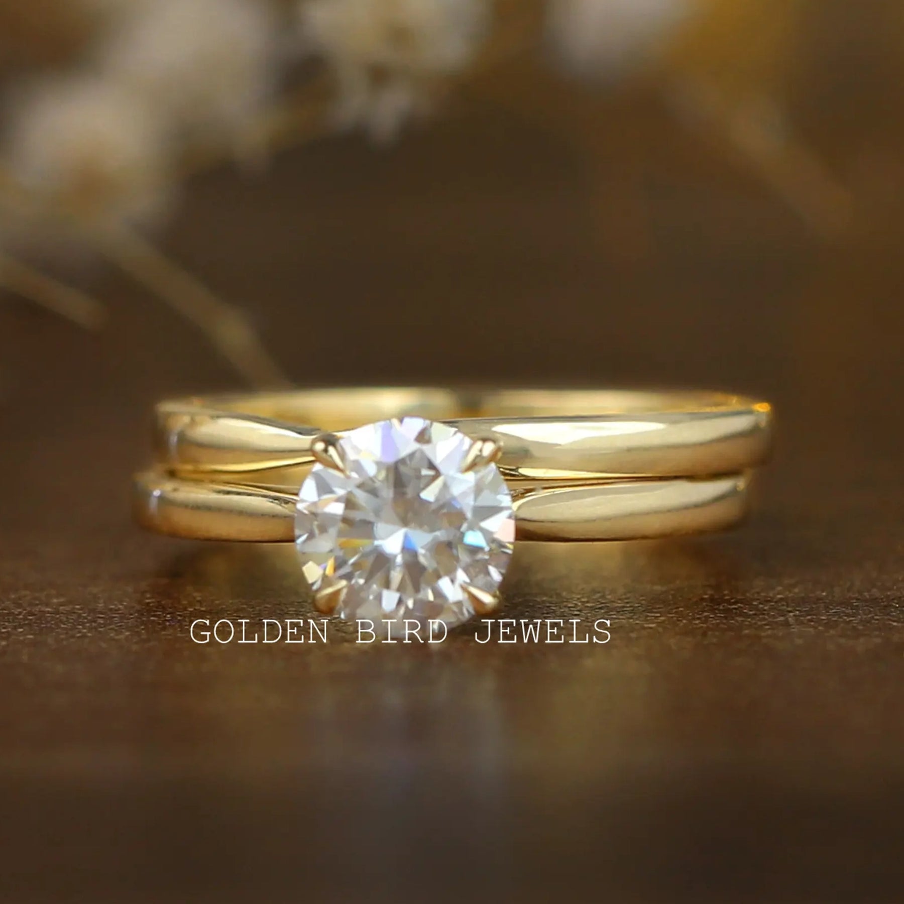 Round Cut Moissanite Bridal Wedding Ring Set
