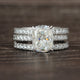 Elongated Cushion Cut Moissanite Engagement Ring Set