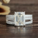 Emerald Moissanite Ring With Two Eternity Matching Bands
