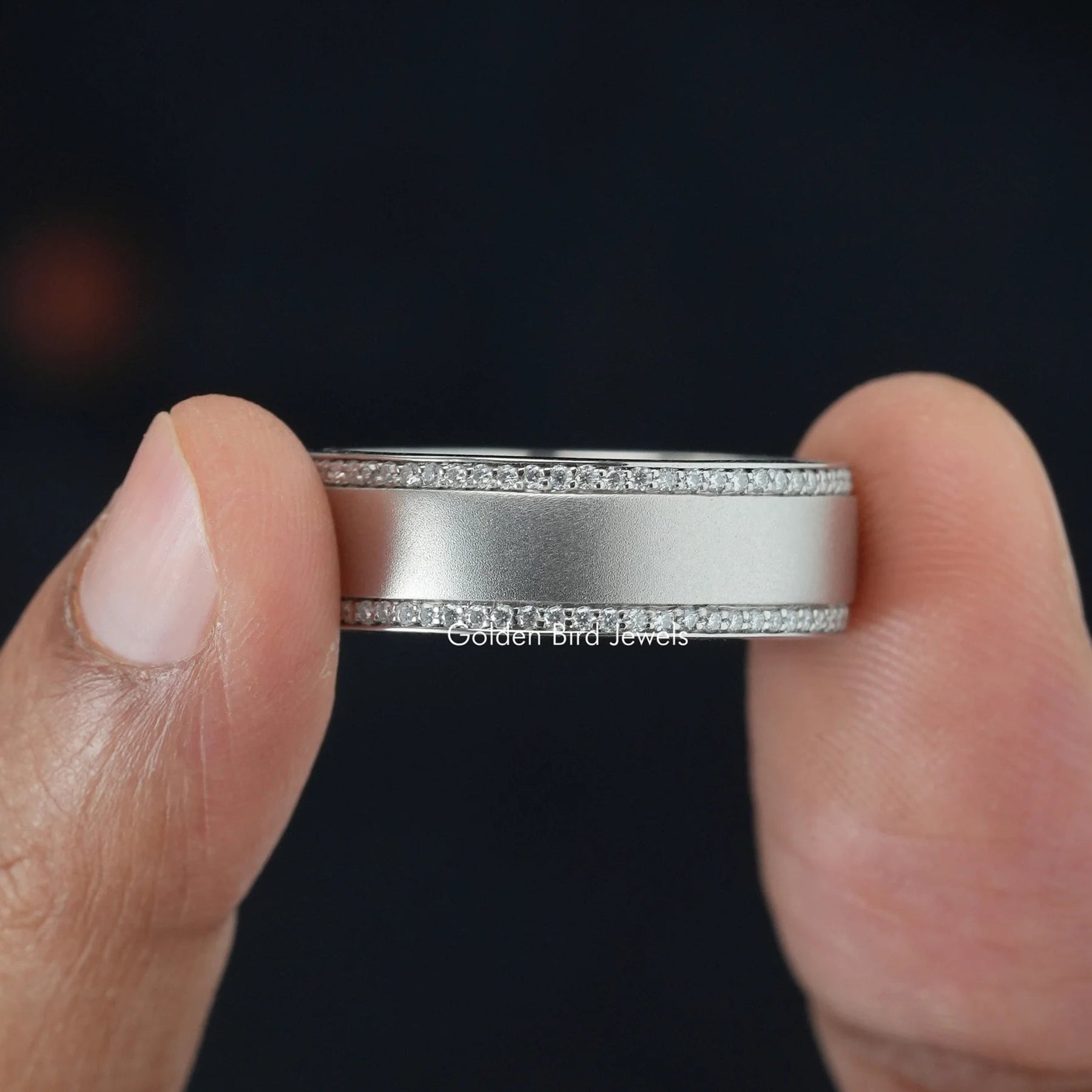 14K Solid Gold Round Moissanite Wedding Band