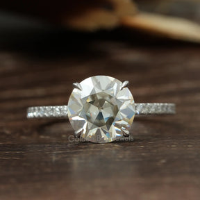 Old European Round Cut Moissanite Hidden Halo Ring