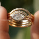 Marquise Cut Moissanite Trio Bridal Curved Band Set