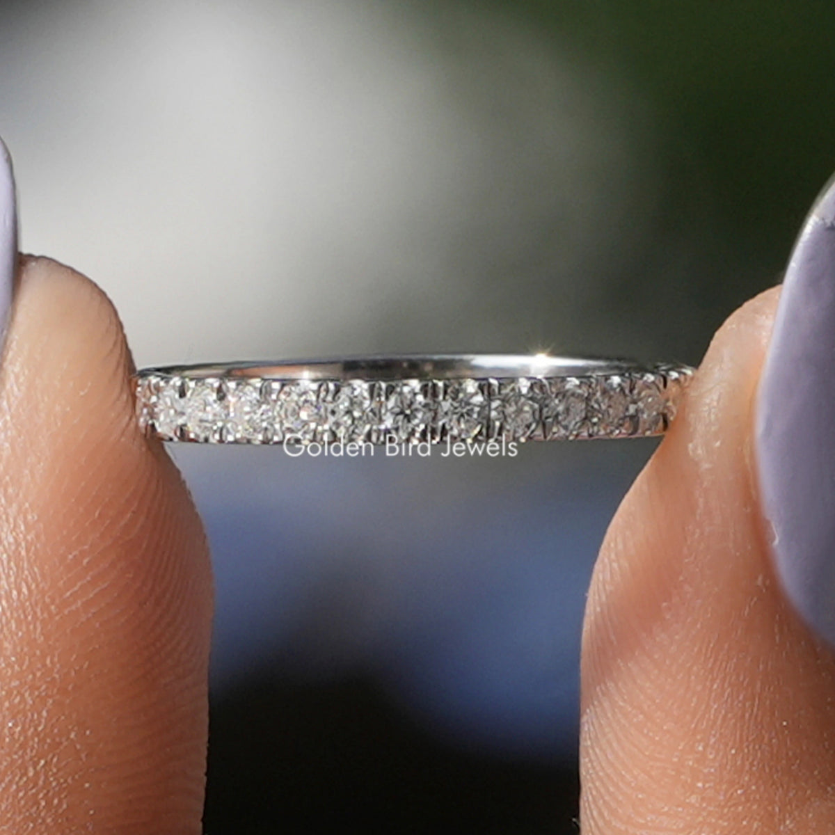 Colorless Round Cut Moissanite Eternity Band