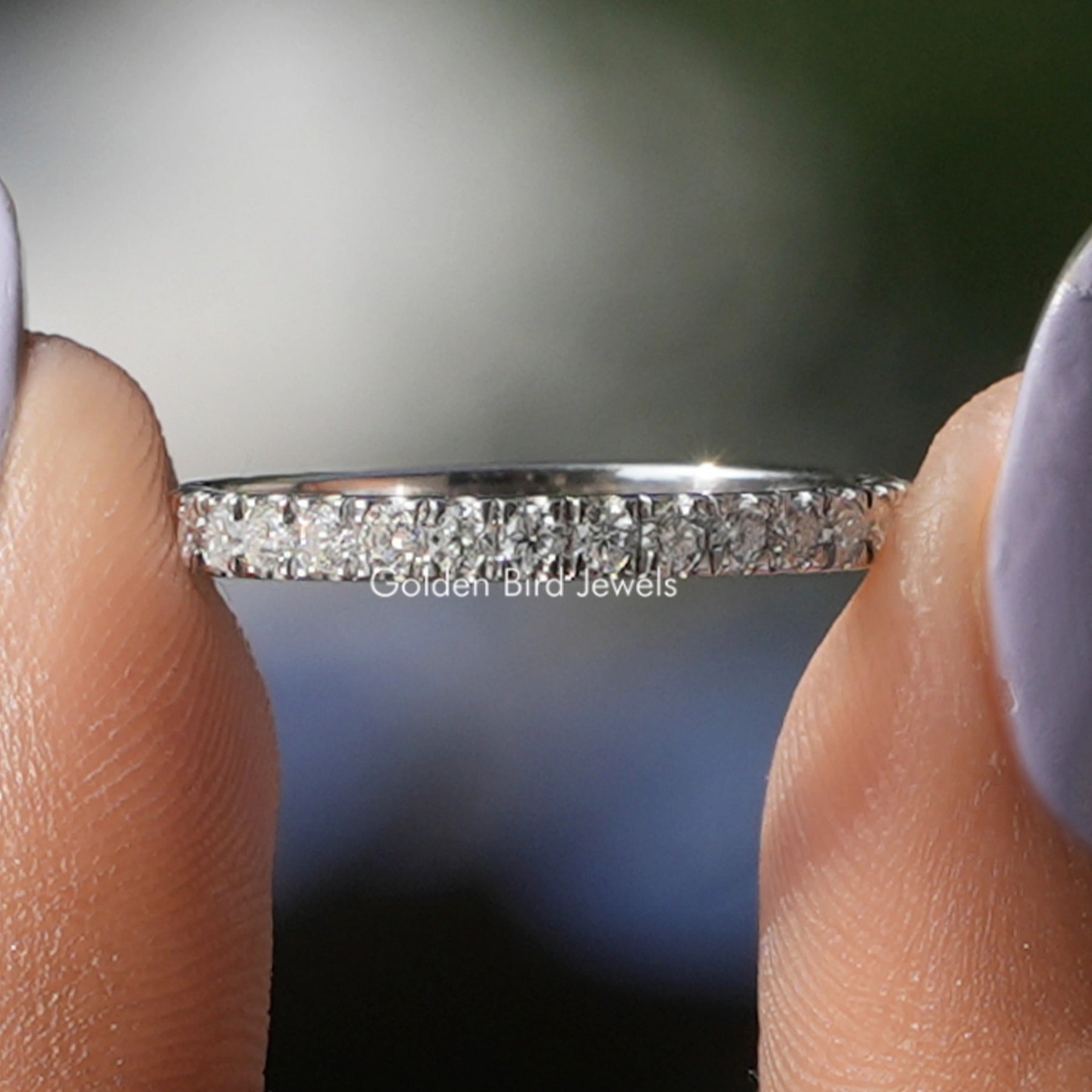 Colorless Round Cut Moissanite Eternity Band