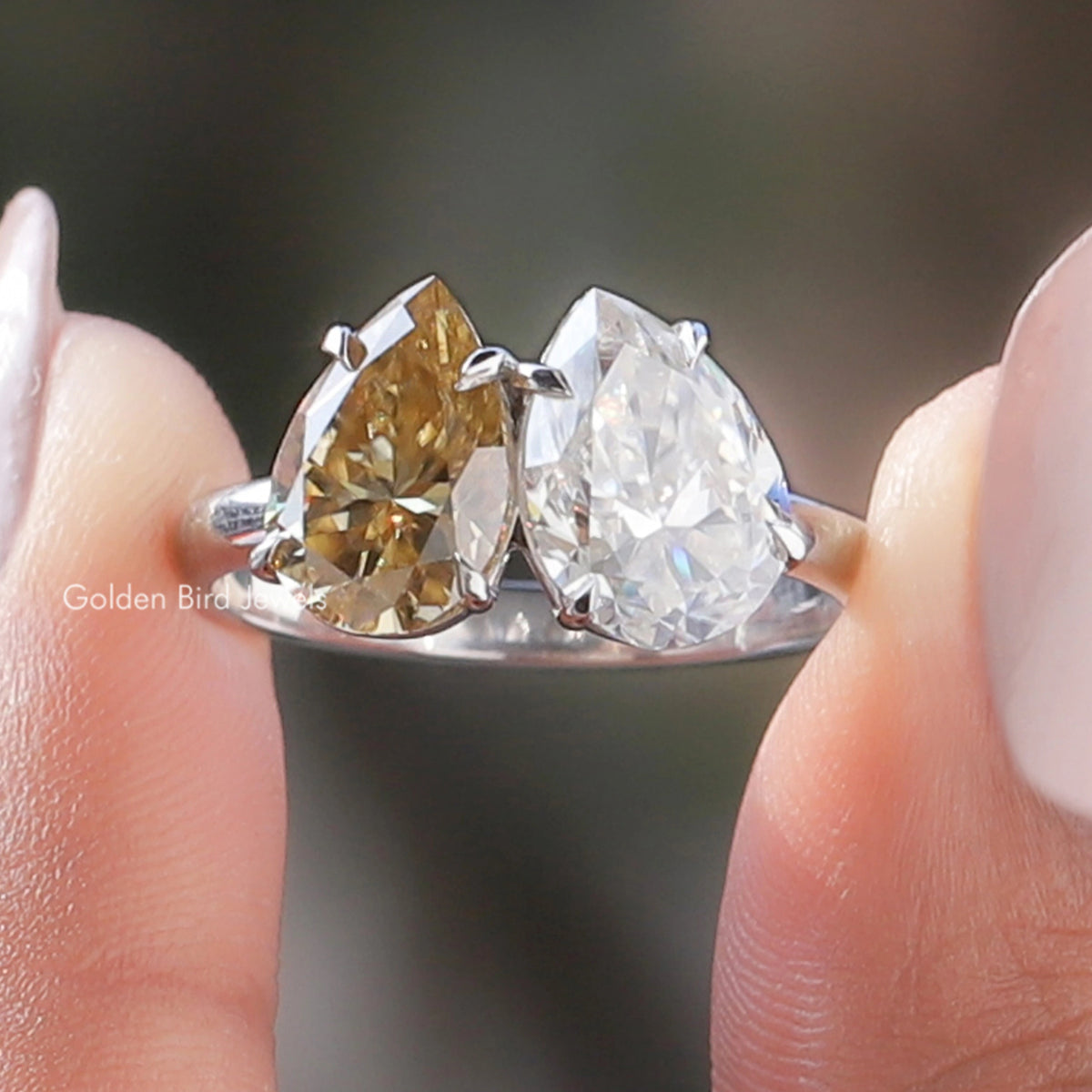 Pear Cut Moissanite Toi Et Moi Bridal Ring