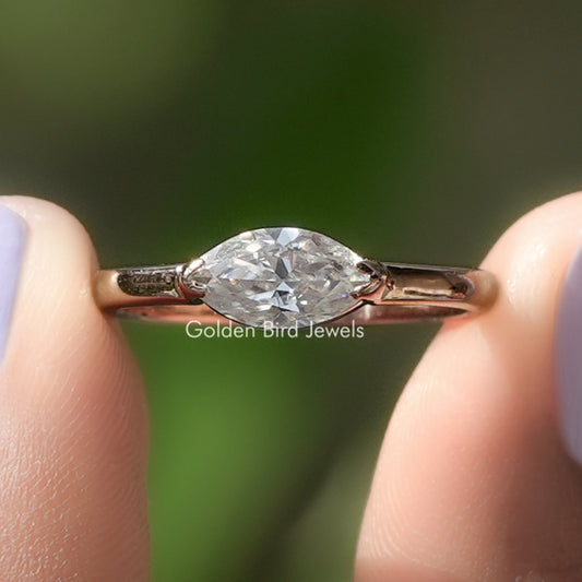 East West Marquise Solitaire Ring