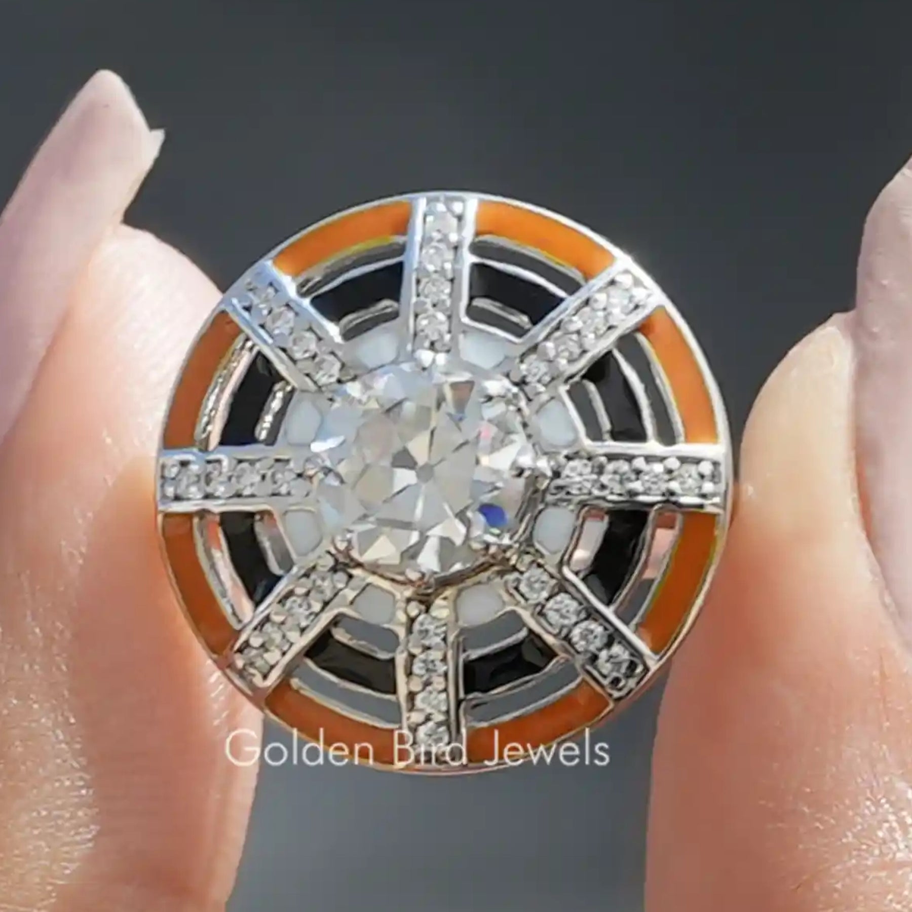 Old European Round Cut Moissanite Ring