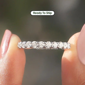Round Cut Moissanite Three Quarter Eternity Wedding Band