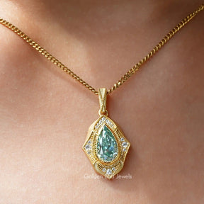Moissanite Old Mine Pear Cut Designer Pendant