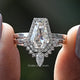 Coffin Cut Moissanite Bridal Ring Set
