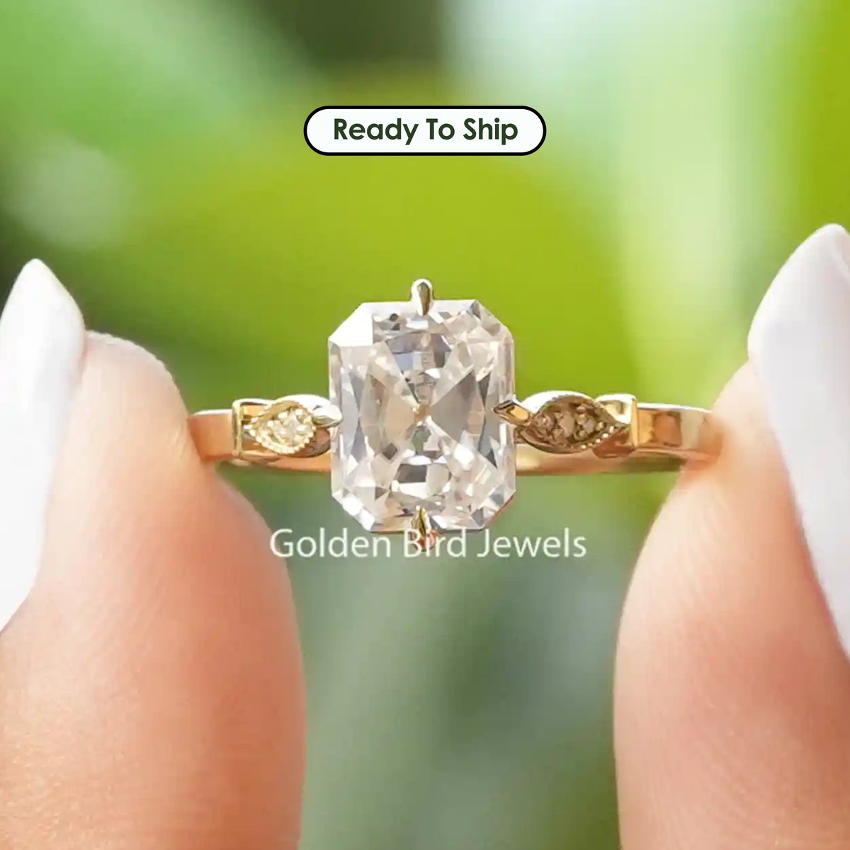 Moissanite Old Mine Radiant Engagement Ring