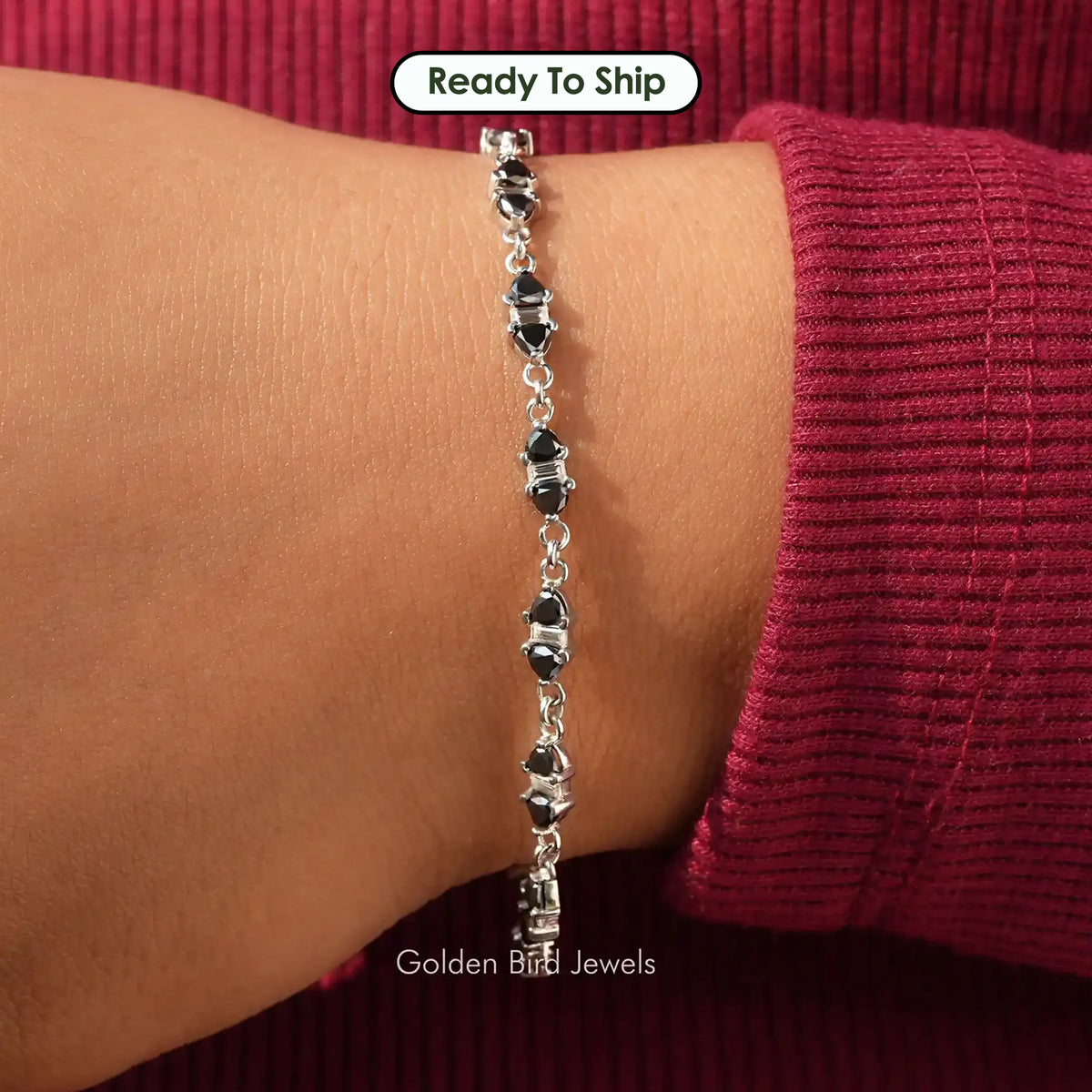 Trillion Cut Moissanite Chain Link Bracelet