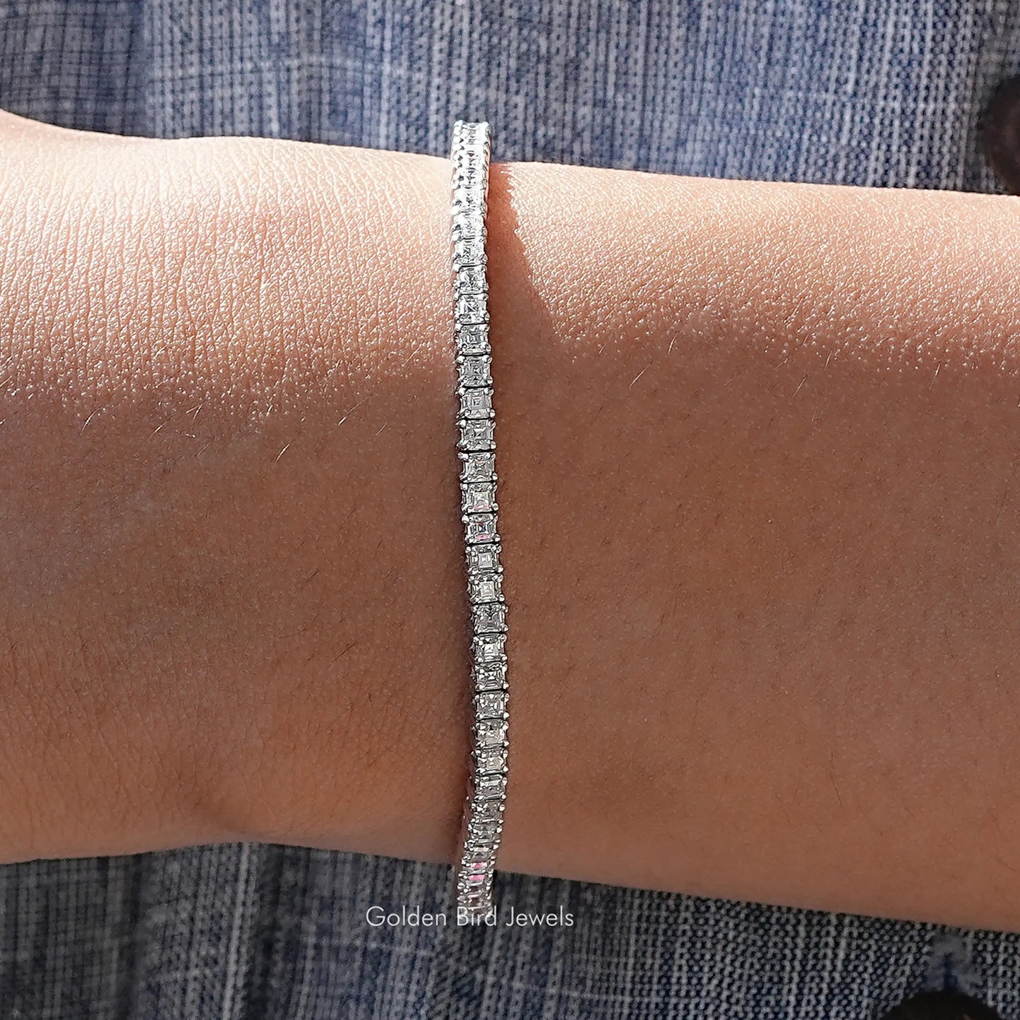 Asscher Cut Moissanite Tennis Bracelet