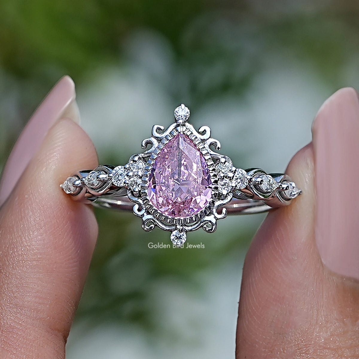 Tourmaline Pink Pear Cut Gemstone Ring