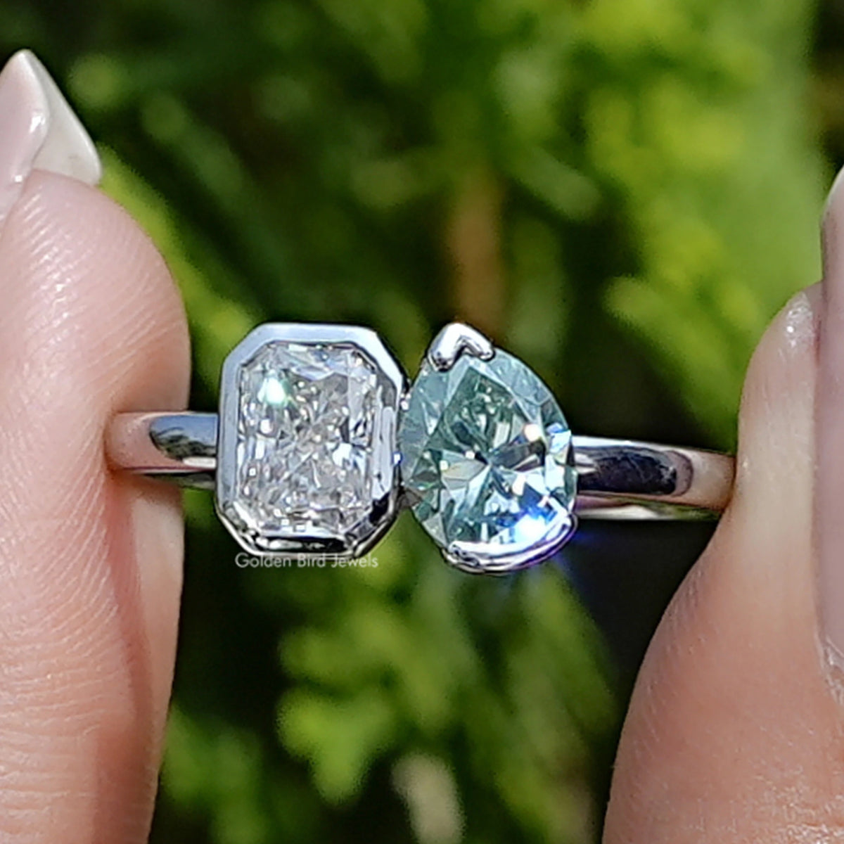 Pear And Radiant Moissanite Toi Et Moi Ring