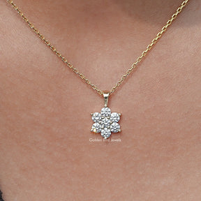 Round Shaped Lab Diamond Flower Style Necklace