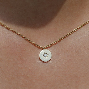 North Star Round Cut Lab Diamond Medallion Pendant
