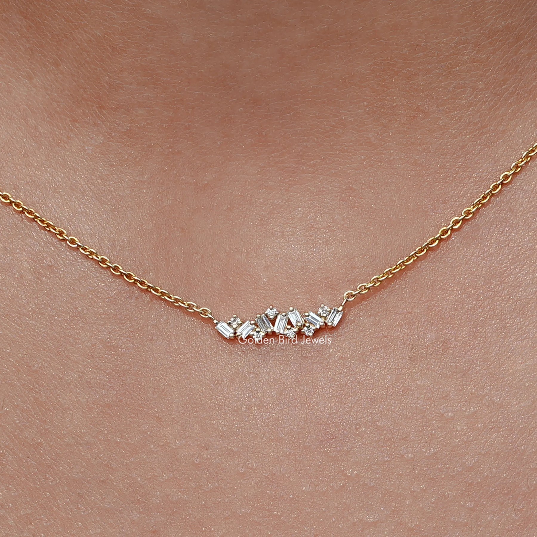 Baguette Cut Lab Diamond Minimalist Necklace