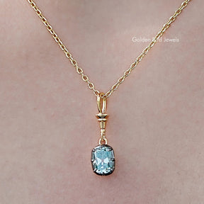 In neck View Of Old Mine Cushion Moissanite Pendant
