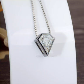 Detailed view of moissanite Pentagon pendant