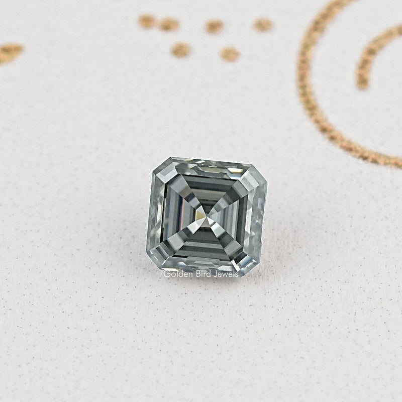 Gray Asscher Cut Loose Moissanite Stone