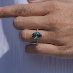 Gray Marquise Moissanite Accent Stone Ring