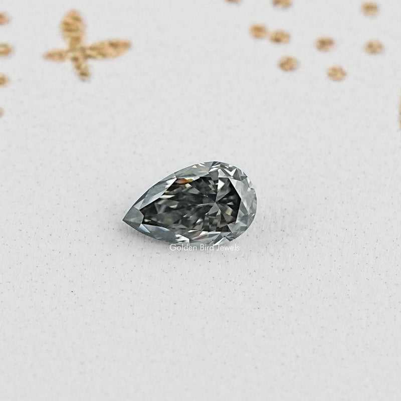 Gray Pear Cut Loose Moissanite Stone