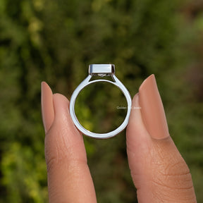 Gray Radiant Cut Moissanite Solitaire Ring