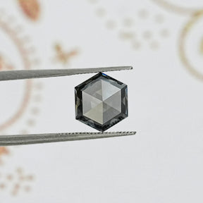 Gray Rose Cut Hexagon Loose Moissanite