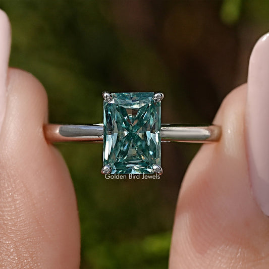 Radiant Moissanite Gemstone Solitaire Engagement Ring