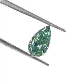 Old Mine Pear Loose Moissanite Stone in blue  green color 