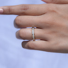 Round Cut Moissanite Half Eternity Channel Set Band