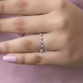 View of Moissanite Princess Cut Half Eternity Wedding Band In White Gold