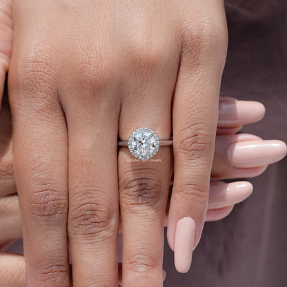 Old European Round Cut Moissanite Diamond Halo Promise Ring