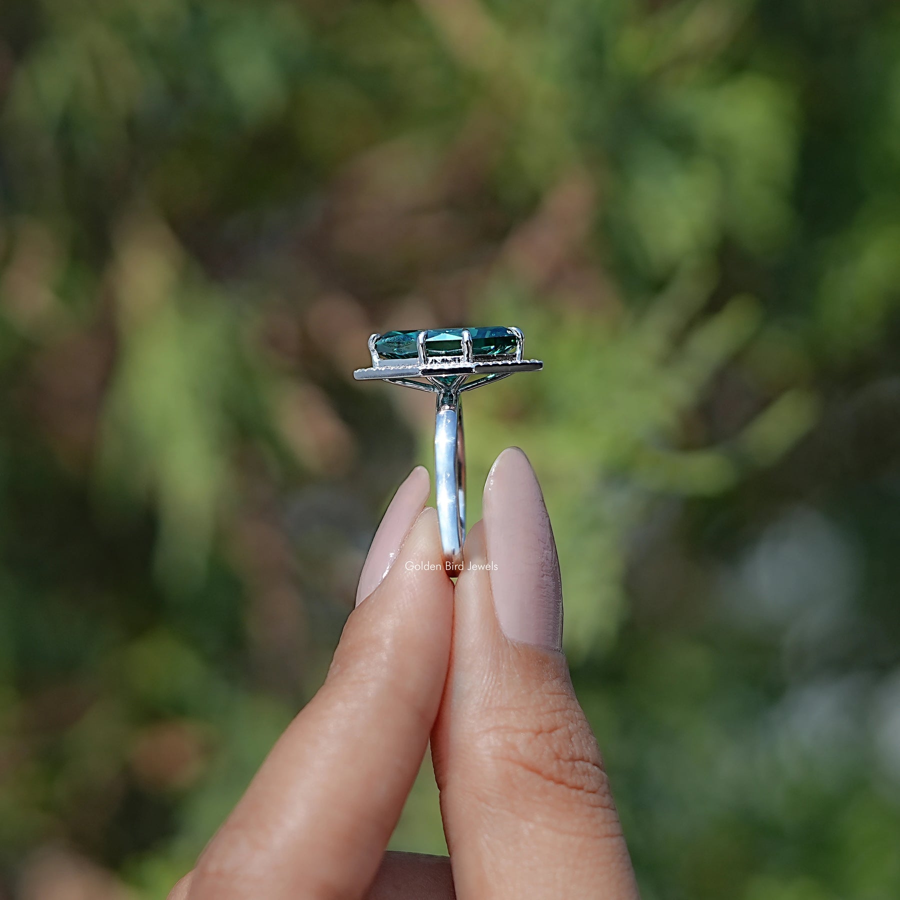 Dutch Marquise Moissanite Halo Engagement Ring