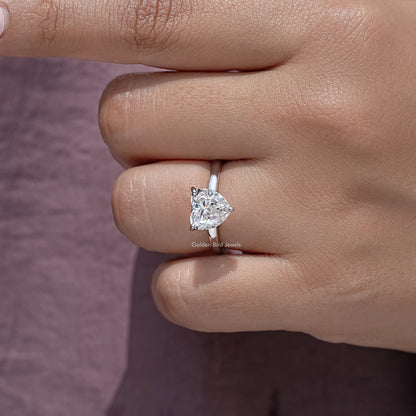 Heart Cut Moissanite Gemstone Hidden Halo Wedding Ring