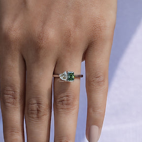 Full view of moissanite Ring in unique shape 
