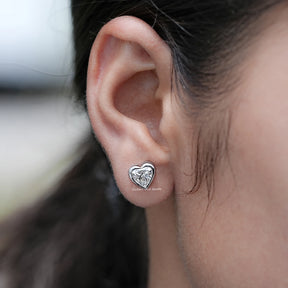 Heart Shaped Lab Grown Diamond Stud Earrings