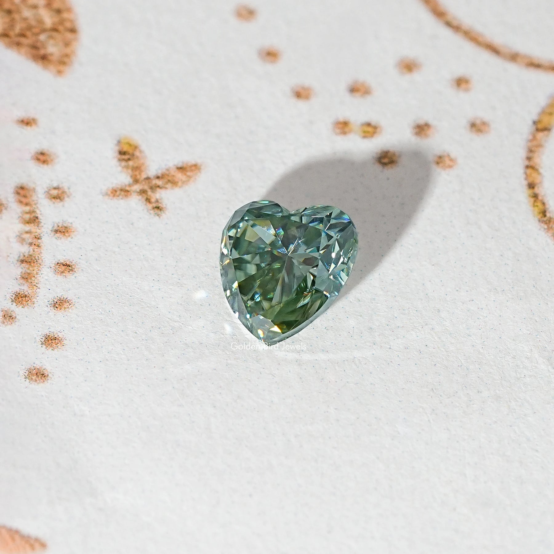 Blue Green Heart Loose Moissanite