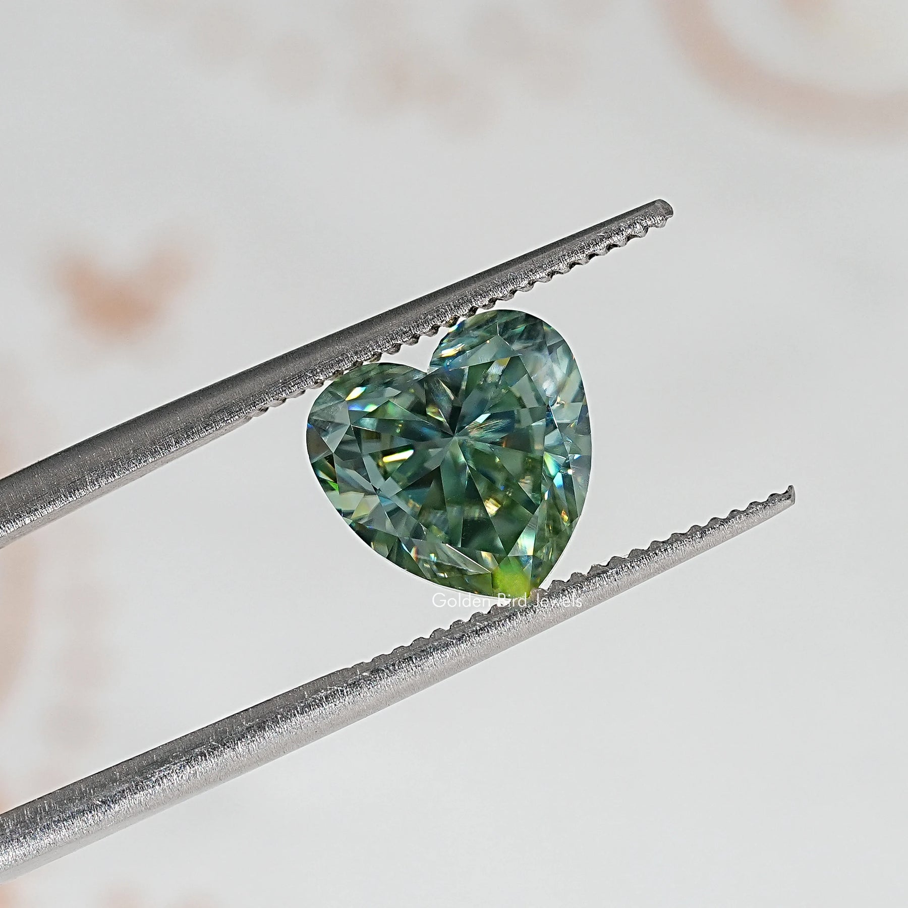 Blue Green Heart Loose Moissanite