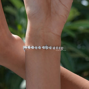 Back view of moissanite heart cut bracelet