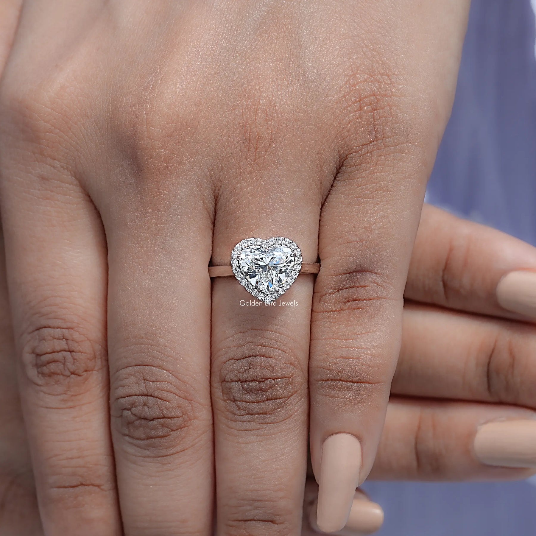 Heart Shaped Lab Diamond Halo Engagement Ring