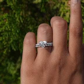 Detailed View of Heart Shaped Diamond Ring In White Gold