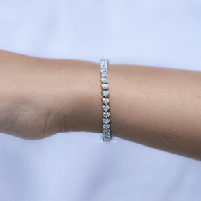 Heart Cut Diamond Tennis Steel Bracelet
