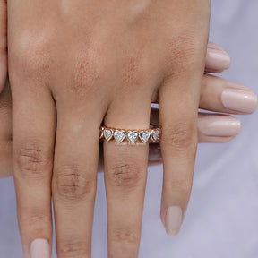 Heart Shaped Moissanite Bezel Eternity Band