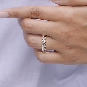 Heart Shaped Moissanite Bezel Eternity Band
