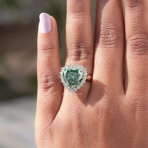 View of Moissanite Halo Engagement Ring In Yellow Gold