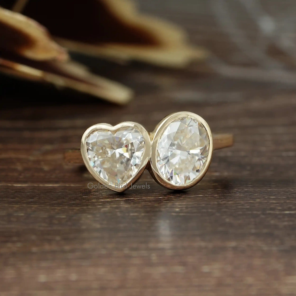 View of Oval And Heart Cut Moissanite Wedding Ring