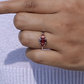 View of Hexagon Cut Gemstone 5 Stone Ring In White Gold